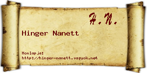 Hinger Nanett névjegykártya